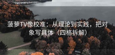 菠萝TV像校准：从理论到实践，把对象写具体（四格拆解）