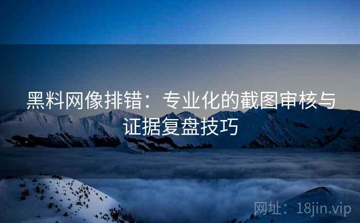 黑料网像排错:专业化的截图审核与证据复盘技巧 黑料网像排错:专业化的截图审核与证据复盘技巧